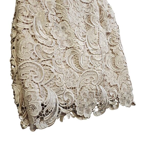 Cache Womens Vintage Gold Lace Strapless Dress Size 8 Floral Lace Mini Cocktail - Picture 3 of 13